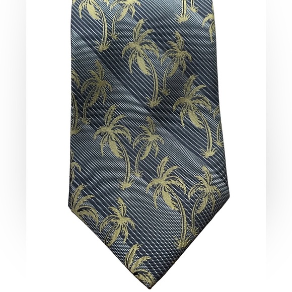 Tommy Bahama Other - 🔥🌴Vintage TOMMY BAHAMA 100% silk tie. Deep blue with olive palm tees. Mint‼️